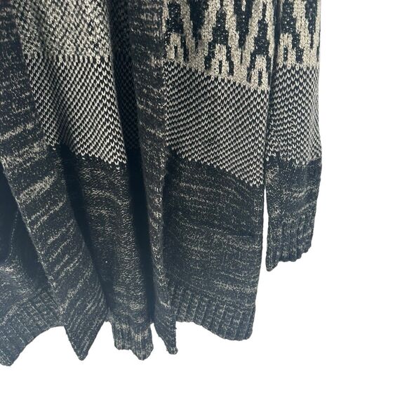 Lucky Brand Sweater Womens 1X Black Cardigan Wool Blend Open Front Long Boho - Picture 9 of 16